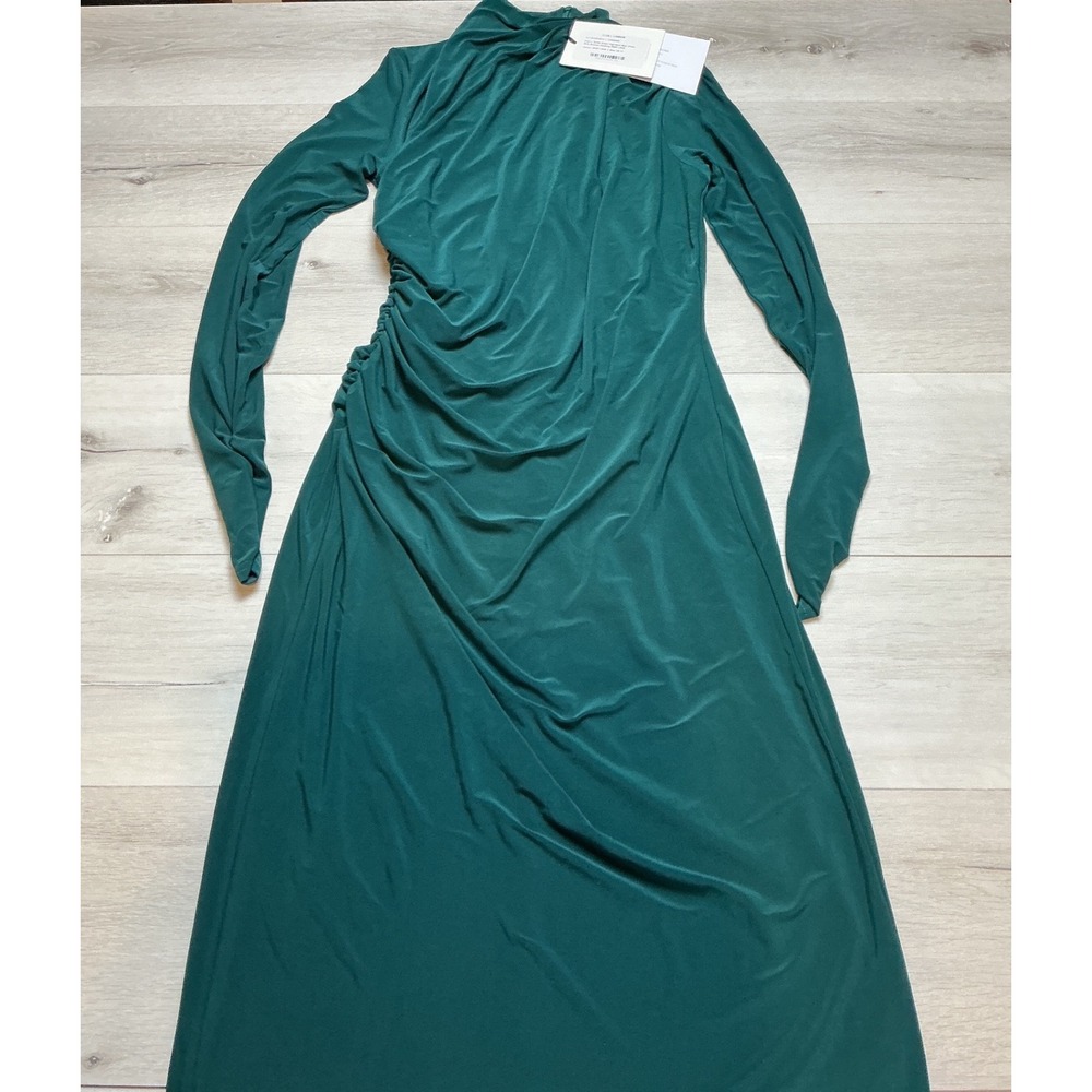 Club L London Eden Bottle-Neck Ruched Detailing Maxi Dress Deep Lake Size 8 NWT - Picture 3 of 8